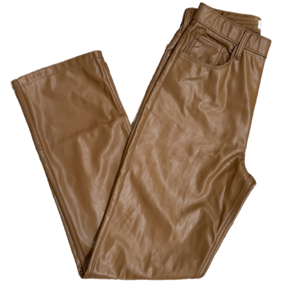 Abercrombie & Fitch Vegan Leather 90s Straight Pants Ultra High Rise Brown 28